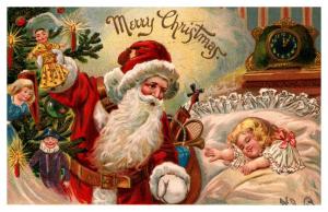  Santa Claus Red Suit , Sleeping Child 