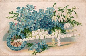 Vintage Postcard 1910's Bunch Of Flowers Forget Me Not Cart Greetings Wishes