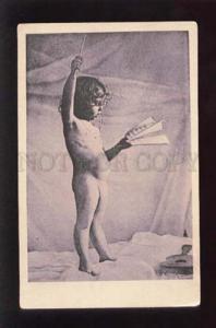 073688 NUDE GIRL as conductor Vintage PHOTO PC