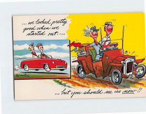 Postcard Love/Romance Greeting Card with Quote and Lovers Car Comic Art Print