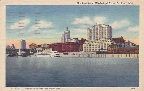 Minnesota Saint Paul Sky Line From Mississippi River