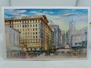 Vintage Postcard Manx Hotel Powell St Nob Hill Uniin Square San Francisco USA