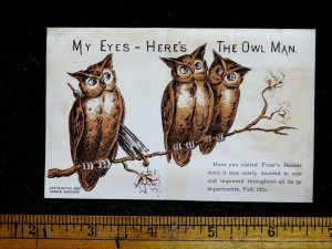 1882 Anthropomorphic Owls, Females & The Owl Man Frear's Victorian Trade F34