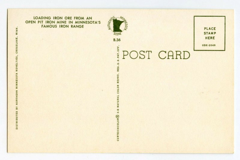 Loading Iron Ore Open Pit Mine Minnesota Vintage Postcard Standard View Card 