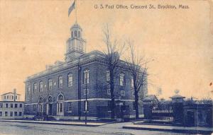 Brockton Massachusetts U S Post Office Street View Antique Postcard K17121