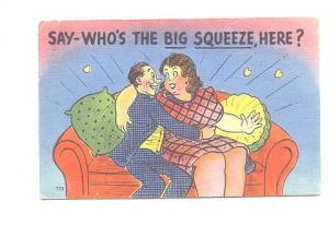 Humour, Say Whos the Big Squeeze Here, Couple on Couch, Used 1964