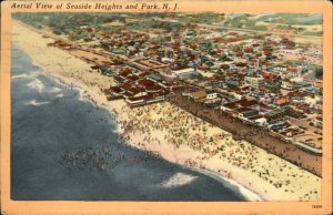 Seaside Heights New Jersey Beach & Park Aerial View c1930-50s Vintage Postcard