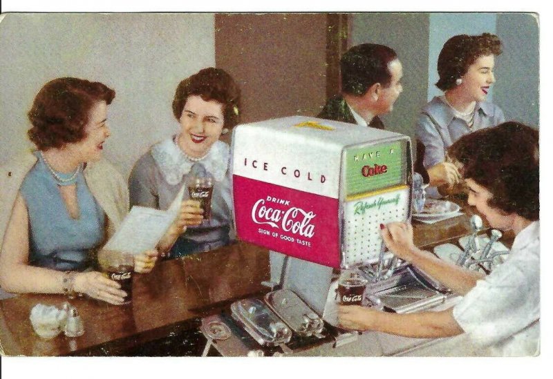 CK-030 Coca-Cola Dole Citation Soda Fountain Machine Advertising Chrome Postcard