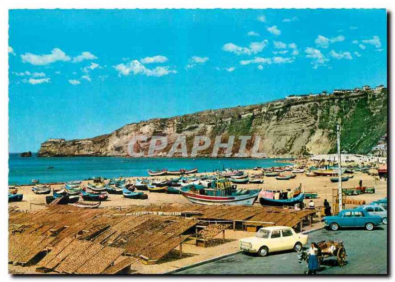 Postcard Modern Nazare Drying fish and fishing boats