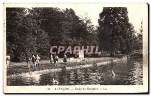 Old Postcard Alencon School Swimming