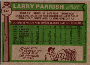 1976 Topps Baseball Card Larry Parish Montreal Expos sk13433