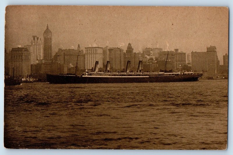 c1910's SS Kronprinzessin Cecilie New York City Steamer Ship Antique Postcard
