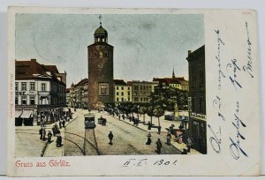 Germany Grus Aus GORLITZ Goerlitz Trolley Street View 1901 to Berlin Postcard L2