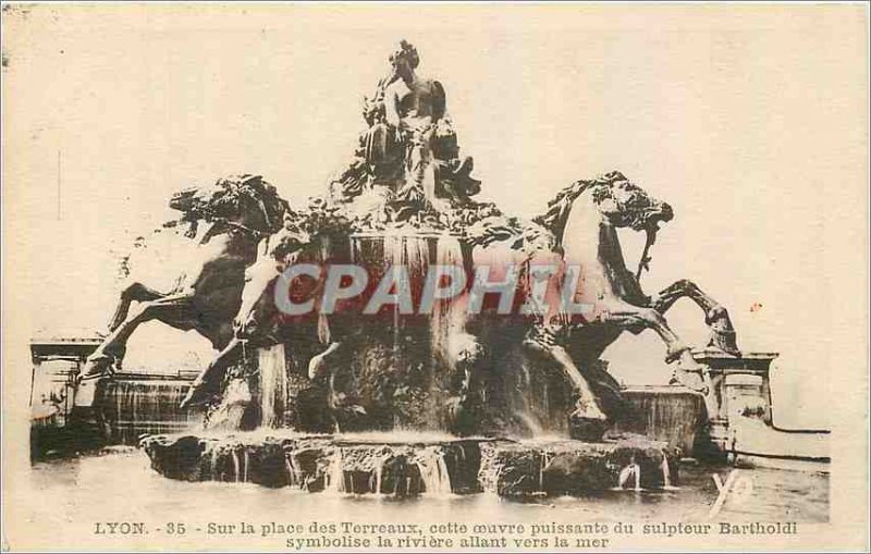 Old Postcard Lyon on Place des Terreaux