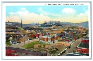 c1930 Never Sweat Anaconda Mines Exterior View Building Butte Montana Postcard