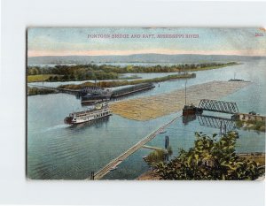 Postcard Pontoon Bridge and Raft Mississippi River USA