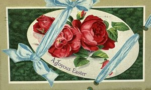 Vintage Easter Postcard Joyous Embossed Roses Flower Early 1900s (ca. 1911)