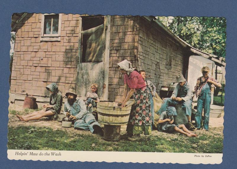 Ozarks Livin' Postcard Hillbilly Style Helpin' Maw Do The Work