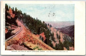 Colorado Springs CO, 1909 Around Rim of South Cheyenne Canon, Vintage Postcard