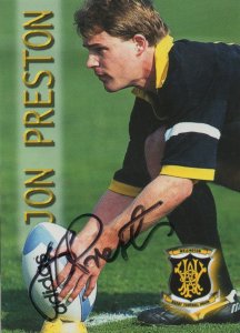 Jon Preston Taranaki Rugby New Zealand Hand Signed Card Photo