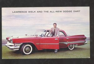 1960 DODGE DART LAWRENCE WELK VINTAGE CAR DEALER ADVERTISING POSTCARD