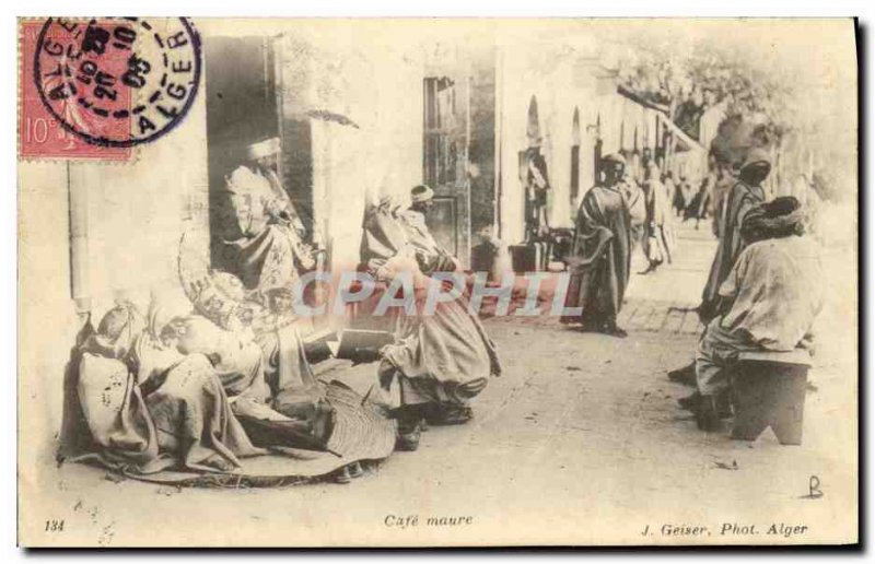 Old Postcard Moorish Cafe Algiers