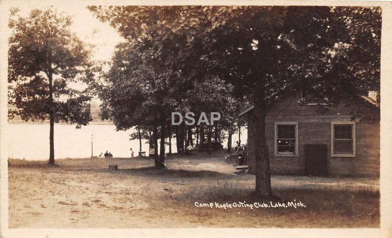 A74/ Lake Michigan Mi Real Photo RPPC Postcard Camp Kagle Outing Club c1910