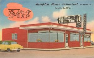 Linen Roadside Postcard Houghton House Restaurant Fayetteville NC Route 301