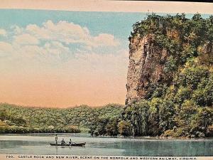 Postcard Castle Rock & New River, Scene on Norfolk & Western Railway, VA  W1