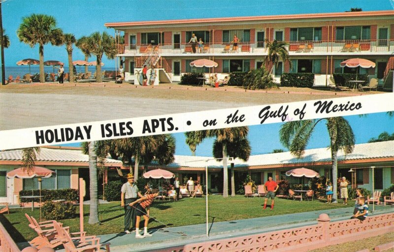 c.1970 Shuffleboard Umbrellas Holiday Isles Apts. Indian Rocks Beach Fl. 2T6-215 