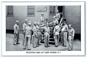 c1940 Receiving Mail Post Office Exterior Stairs Camp Kilmer New Jersey Postcard