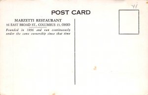 Marzetti Restaurant Columbus, Ohio OH Postcard