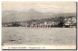 Evian les Bains Old Postcard View from the Lake