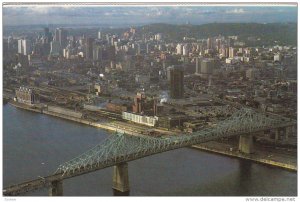 Magnificent aerial view of MONTREAL, Bridge, Quebec, Canada, PU-1986