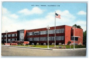 c1960's City Hall Building Scene Street Fresno California CA Vintage Postcard