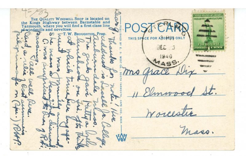 MA - Cape Cod, Cummaquid. Broughton's Quality Windmill Shop