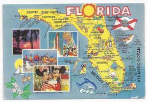 Florida Map Postcard Disney Mickey Mouse Space Shuttle 1993