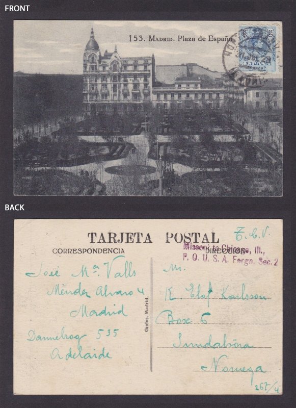 SPAIN, Vintge postcard, Madrid, Plaza de España