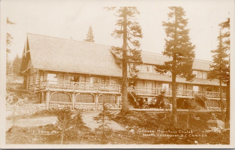 Grouse Mountain Chalet North Vancouver BC British Columbia RPPC Postcard H36