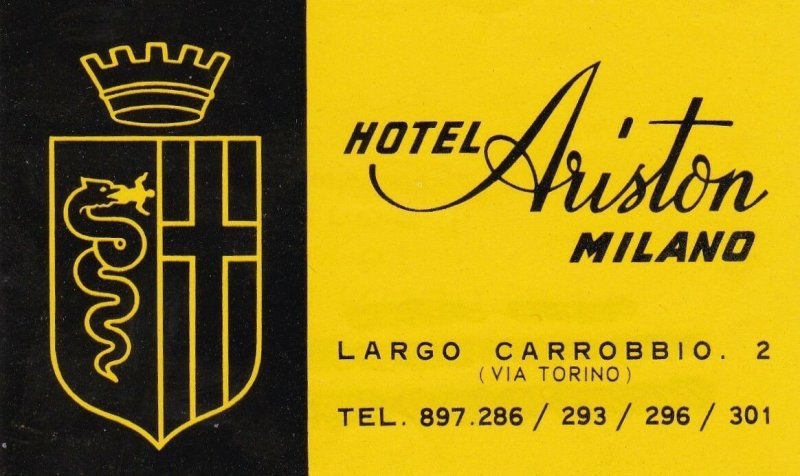 Italy Milano Hotel Ariston Vintage Luggage Label sk3344