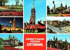 CONTINENTAL SIZE POSTCARD GREETINGS FROM OTTAWA CANADA MULTIVIEWS