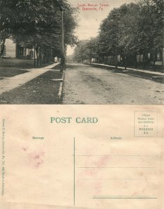 GREENVILLE PA SOUTH MERCER STREET ANTIQUE POSTCARD