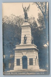 PRINCETON IL SOLDIERS SAILORS MONUMENT ANTIQUE REAL PHOTO POSTCARD RPPC