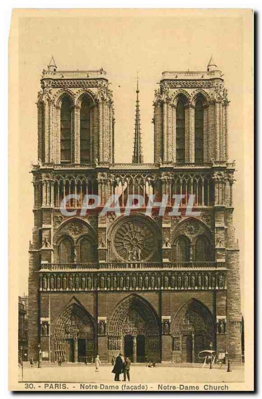 Old Postcard Notre Dame Paris frontage