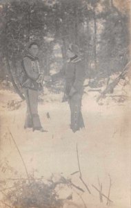 Men Dressed in Native Costumes Winter Scene Real Photo Postcard JF686809