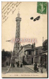 Lyon - Metallic Tower Fourvières - aircraft - airplane - Old Postcard