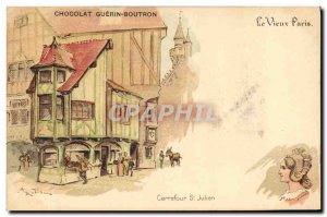 Old Postcard Old Paris Chocolate Guerin Boutron Morocco Street Carrefour St J...