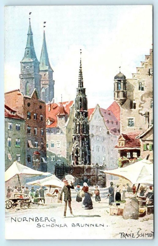 NÜRNBERG, Nuremberg Germany~ SCHÖNER BRUNNEN Artist Franz Schmidt 1900s Postcard