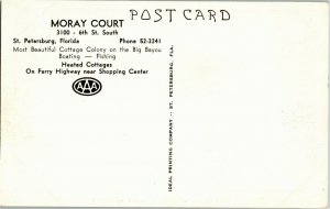 Water Front of Moray Court Cottages Motel St Petersburg FL Vintage Postcard B01 