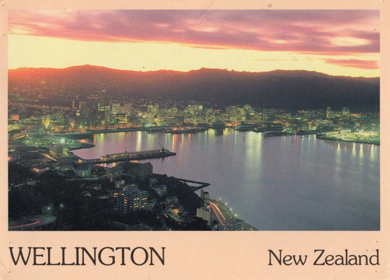 Wellington New Zealand Stunning Sunset Dusk Aerial Postcard